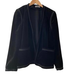 Vintage ACT III Black Velvet Blazer Open Front Union Made Tag Size S/M